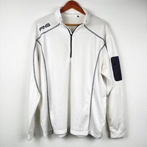 PING Quarter Zip Pullover Mens XL White Excellent Golf Athletic Outdoor